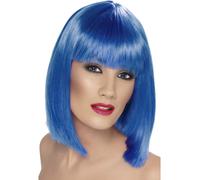 Parrucca Blu Glamour Accessorio Costume Da Donna Parrucca Corto Blu Bob