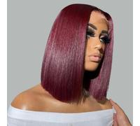 Parrucca Bob 99J corta diritta 13x4 parrucche anteriori in pizzo per capelli umani parrucca frontale in pizzo pre pizzicata parrucche colorate bordeaux in vendita di liquidazione
