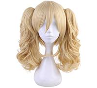 Parrucca Bob bionda corta e diritta Morvally con capelli a coda di cavallo a due artigli per parrucche di Halloween per costumi cosplay