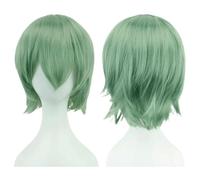 Parrucca Bob bionda rosa da 12 pollici con frangia, costume unisex di Halloween(Light Green)