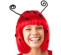 Parrucca Bob Coccinella rossa con puntini neri e antenne | Parrucca Coccinella | Accessori per capelli | Toupet scarabeo | Copricapo | Carnevale Halloween Party