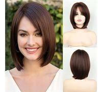 Parrucca Bob Con Frangia Laterale - Capelli Corti, Lisci, Sintetici, A Cuffia Intera, Da Indossare Ogni Giorno, Adatta A Tutte Le Forme Del Viso, Tonalità Della Pelle(A)