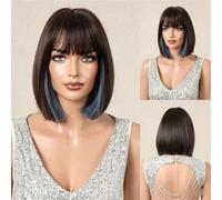 Parrucca Bob Con Frangia Piena - Capelli Sintetici Leggeri E Traspiranti, Opzione Multicolore, Da Indossare Ogni Giorno Adatta A Tutte Le Forme Del Viso(A)