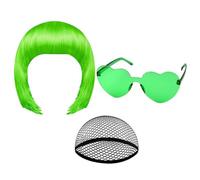 Parrucca Bob Corta | Accessorio per Cosplay al Neon | Parrucche per Gioco di Ruolo,Per Signore Ragazze Feste Costume Convenzioni Comic Maschere Spettacoli Scolastici Concerti Carnevale Teatro