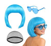 Parrucca Bob Corta Copricapo Cosplay Neon