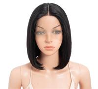 Parrucca Bob corta diritta da 10 pollici, parrucche anteriori in pizzo 13x4x1 for donne Capelli umani densità 150(Black)