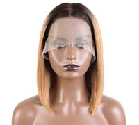 Parrucca Bob corta diritta da 10 pollici, parrucche anteriori in pizzo 13x4x1 for donne Capelli umani densità 150(Ombre Blonde)