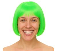 Parrucca bob corta stile retrò per carnevale e feste in maschera cabaret charleston neon verde
