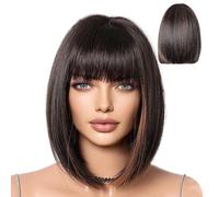 Parrucca Bob da donna con frangia - Parrucche sintetiche Bob corte da 11" - Parrucca Bob dritta con frangia - Parrucche capelli a strati in fibra sintetica | Per feste quotidiane/Halloween/Cosplay