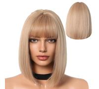 Parrucca Bob da donna con frangia - Parrucche sintetiche Bob corte da 11" - Parrucca Bob dritta con frangia - Parrucche capelli a strati in fibra sintetica | Per feste quotidiane/Halloween/Cosplay