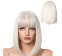 Parrucca Bob da donna con frangia - Parrucche sintetiche Bob corte da 11" - Parrucca Bob dritta con frangia - Parrucche capelli a strati in fibra sintetica | Per feste quotidiane/Halloween/Cosplay