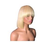 Parrucca Bob diritta con frangia Capelli umani Glueless Senza pizzo Parrucca fatta a macchina for le donne(613 blonde,10 inch)