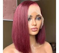 Parrucca Bob Diritta Setosa Parrucche Anteriori In Pizzo Brasiliano Per Capelli Umani Per Capelli Remy Da Donna 99J 13x1 T Part#10inch#180%