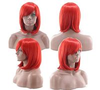 Parrucca Bob GHK a buon mercato con frangia rosso rosa blu viola capelli biondi sintetico costume di Halloween parrucche corte da donna per festa rosso 1