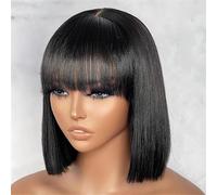 Parrucca Bob In Pizzo Con Riga Centrale 3X1 Parrucca Liscia In Capelli Umani Con Frangia Parrucche Bob Corte In Capelli Umani 150 Density 8 Inch 3x1 middle part lace