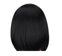 Parrucca Bob nera e marrone 1pc con frangia Parrucche Yaki da 12 pollici Corto dritto bicolore naturale alla ricerca di un quotidiano