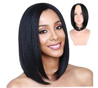 Parrucca Bob Nera Per Donna Parrucca Anteriore Nera diritta Corta Da 13 Pollici Parrucca A Forma di U di Colore Naturale Con Parrucca di Capelli Umani Traspirante