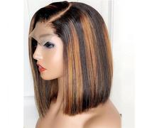 Parrucca Bob Per Capelli Umani Parrucca Anteriore In Pizzo Dritto Parrucche Per Capelli Umani Brasiliani Corti 4 30 Highlight 14inches#4x4 Lace Closure Bob