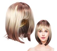 Parrucca Bob per donna: parrucca corta e dritta per feste di mezza età -