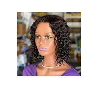 Parrucca Bob Riccia Capelli Umani 5x5 Indossa e Vai Parrucche Senza Colla for Donne Nere 180 Densità 12 Pollici Extension per Capelli
