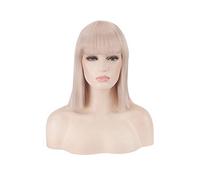 Parrucca Bob sintetica GHK da 14 pollici Bionda Verde Rosso Rosa Blu Rosa Nero Parrucche per le donne Anime Cosplay Capelli lisci Scoppi Resistente al calore grigio