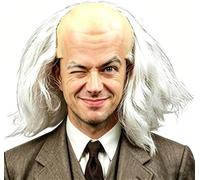Parrucca calva nera per Halloween, divertente, da uomo vecchio, parrucca calva, novità, scienziato, cosplay, mezza calva, scienziato, pazzo, professore, parrucche per donne, uomini, adolescenti