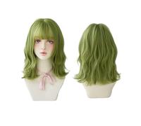 Parrucca Capelli corti ricci naturali Parrucche dall'aspetto naturale da 17 pollici Parrucca verde alla moda compatibile con le parrucche da festa quotidiane for cosplay da uomo Donne