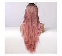 Parrucca Capelli Lunghi Ondulati Lisci Parrucca Ombre Sintetica Parrucca Rosa Parrucca Con Parte Centrale Parrucche Cosplay Da Donna Per L'Usura Quotidiana Delle Feste Parrucche Grigie Per Le Donne (