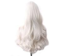 Parrucca Capelli Ondulati Parrucca Sintetica Parrucche Lunghe Blu Per Cosplay Per Donne Colorate Rosso Rosa Biondo Viola Marrone Verde Nero Borgogna Grigio Parrucche Per Donne (Bianco 28 Pollici)