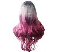 Parrucca Capelli Ondulati Parrucca Sintetica Parrucche Lunghe Blu Per Cosplay Per Donne Colorate Rosso Rosa Biondo Viola Marrone Verde Nero Borgogna Grigio Parrucche Per Donne (6 28 Pollici)