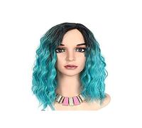 Parrucca Capelli sintetici ricci Parrucche verde acqua Gradiente sfumato sfumato nero blu for uso quotidiano Cosplay for feste Parrucca for feste quotidiane Donne