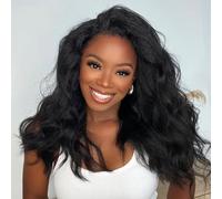 Parrucca Capelli Umani Donna Veri Riccia Half Wig Human Hair Kinky Straight Human Hair Wigs Yaki Glueless Wear and Go 180% Density 16 Pollice Parrucca Per le Donne Facile da Indossare Senza Colla