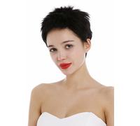 Parrucca Capelli Veri Donna Uomo Corto Fransig Pixie 80er Riccio Micro Frangia e