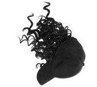 Parrucca Cappello Baseball Nera Riccia per Donne, Afro