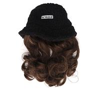 Parrucca Cappello Nero Donna, Cappello Pescatore con Parrucca Riccia Staccabile Traspirante in Lana