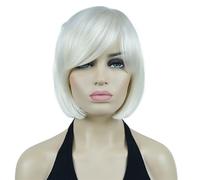 Parrucca Caschetto Bionda Bianca Corta Dritta Con Frangia Laterale Parrucche Sintetiche Per Capelli Pieni Per Donnecalore 614 Platinum Blonde