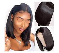 Parrucca Caschetto Corto Parrucche Diritte Per Capelli Umani Per Donne Nere Parrucca Pre-Pizzicata Con Chiusura 5X5X1 Parrucche Brasiliane In Pizzo Parrucche Grigie A Densità 150% Per Donne (16 Polli