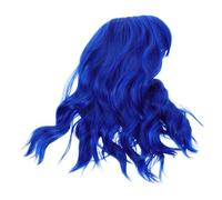 Parrucca Caschetto Riccio Ondulato Corta con Frangia Blu | Aspetto Realistico, Uso Cosplay Versatile, Copertura Completa Sicura, Comoda da Indossare per Donne e Signore