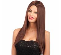 PARRUCCA CASTANA LISCIA LUNGA DA TRAVESTIMENTO COSPLAY HALLOWEEN CARNEVALE