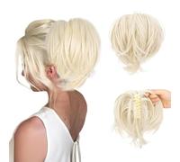 Parrucca Chignon, Accessorio for capelli voluminoso e resistente al calore for donna con chignon e coda di cavallo,Parrucca Chignon Disordinato(White gold)
