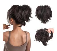 Parrucca Chignon, Accessorio for capelli voluminoso e resistente al calore for donna con chignon e coda di cavallo,Parrucca Chignon Disordinato(Brown black)