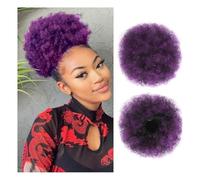 Parrucca Chignon, Afro Puff Girl 8 pollici Kinky Curly Coulisse Coda di Cavallo Chignon Nero Extension for Capelli,Parrucca Chignon Disordinato(Purple)