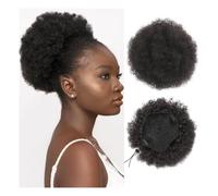 Parrucca Chignon, Afro Puff Girl 8 pollici Kinky Curly Coulisse Coda di Cavallo Chignon Nero Extension for Capelli,Parrucca Chignon Disordinato(Light black)