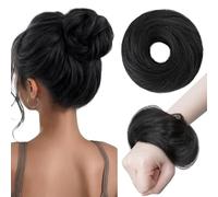 Parrucca Chignon, Chignon spettinato con capelli umani da donna, chignon spettinato, extension ondulate for acconciature raccolte,Parrucca Chignon Disordinato(Black)