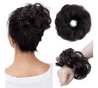 Parrucca Chignon, Chignon spettinato con capelli umani da donna, chignon spettinato, extension ondulate for acconciature raccolte,Parrucca Chignon Disordinato(Light black)
