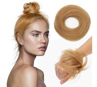 Parrucca Chignon, Chignon spettinato con capelli umani da donna, chignon spettinato, extension ondulate for acconciature raccolte,Parrucca Chignon Disordinato(Golden brown)