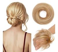 Parrucca Chignon, Chignon spettinato con capelli umani da donna, chignon spettinato, extension ondulate for acconciature raccolte,Parrucca Chignon Disordinato(Gold)