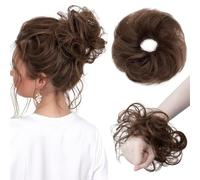 Parrucca Chignon, Chignon spettinato con capelli umani da donna, chignon spettinato, extension ondulate for acconciature raccolte,Parrucca Chignon Disordinato(Brownish red)