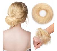 Parrucca Chignon, Chignon spettinato con capelli umani da donna, chignon spettinato, extension ondulate for acconciature raccolte,Parrucca Chignon Disordinato(Light gold)