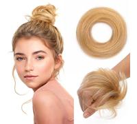 Parrucca Chignon, Chignon spettinato con capelli umani da donna, chignon spettinato, extension ondulate for acconciature raccolte,Parrucca Chignon Disordinato(Bright gold)